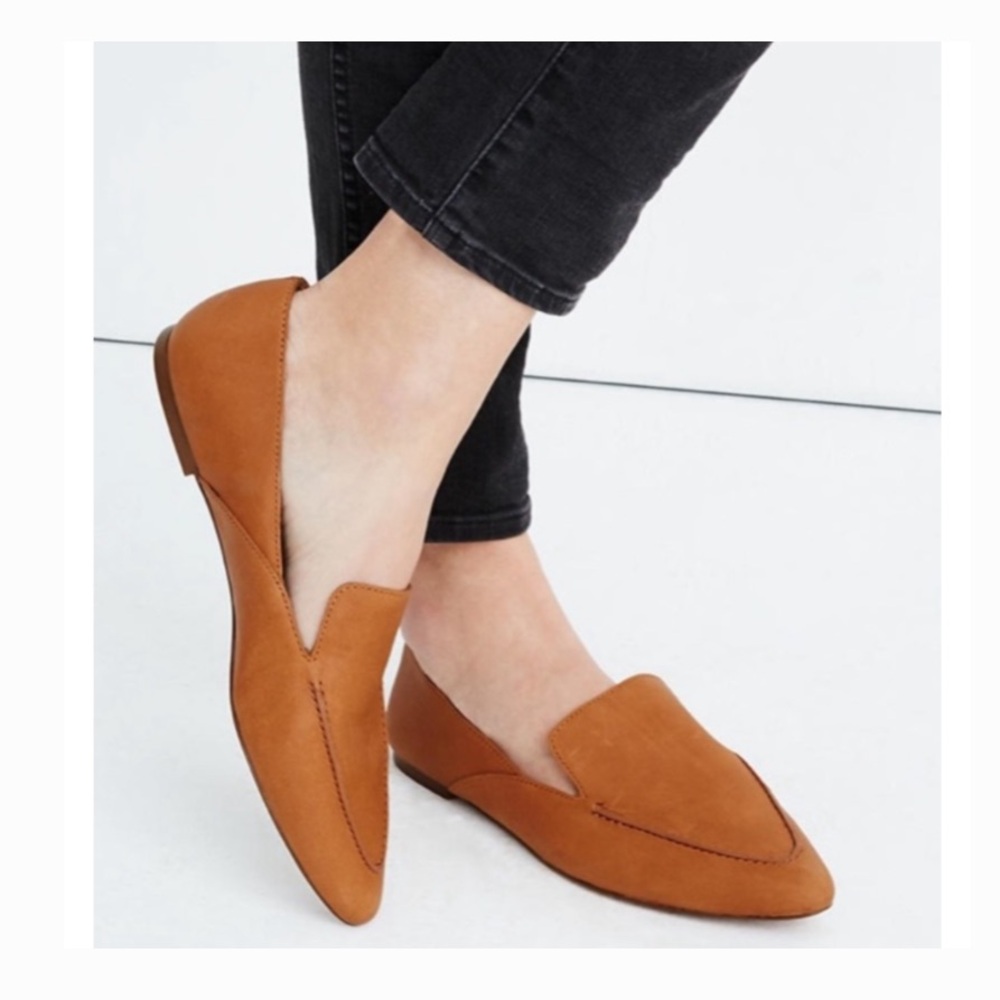 Madewell Tan Leather Skimmer Flats Loafers Slip-On Shoe 7.5 7 1/2 Women’s J Crew